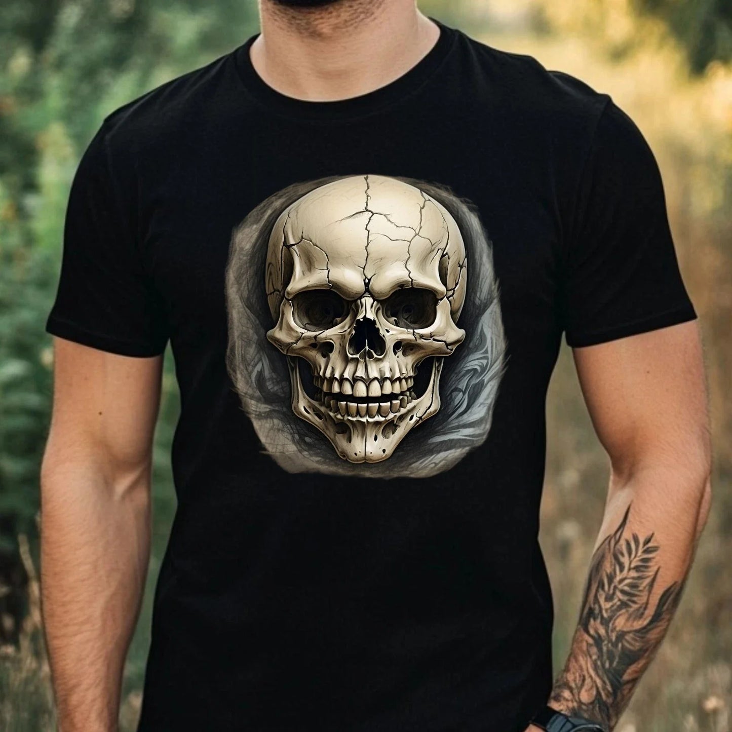 Mens Gothic Skull Motif Cotton T-Shirt Size XS to 5XL Unisex T-shirt, Sweatshirt, Hoodie, Long Sleeve Tee - T-Shirt, Sweatshirt, Hoodie
