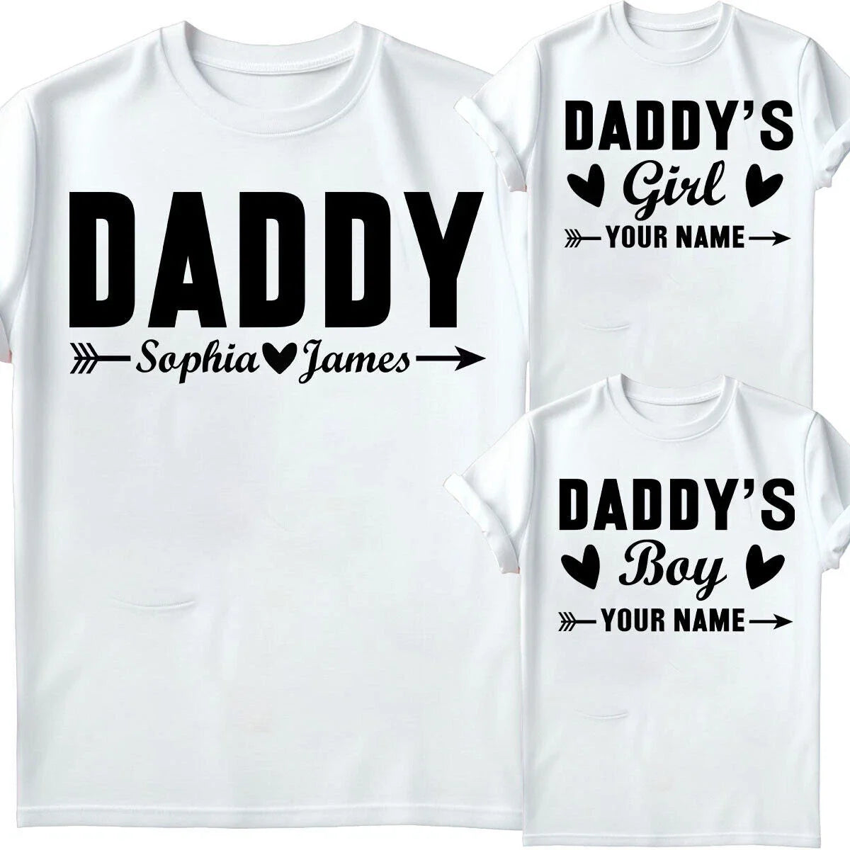 Personalised Daddy & Daddys Boys Girls Fathers Day Kids Matching T-Shirts #FD Unisex T-shirt, Sweatshirt, Hoodie, Long Sleeve Tee - T-Shirt, Sweatshirt, Hoodie