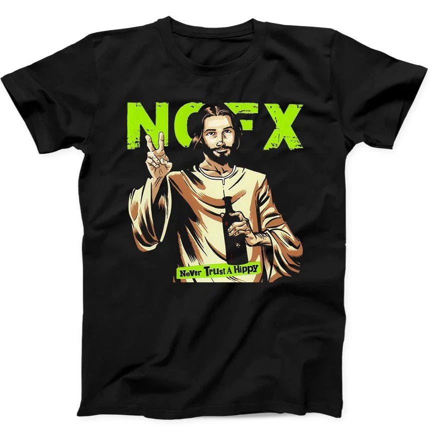 Jesus Never Trust A Hippie NOFX Music T Shirt   204 Unisex T-shirt, Sweatshirt, Hoodie, Long Sleeve Tee - T-Shirt, Sweatshirt, Hoodie