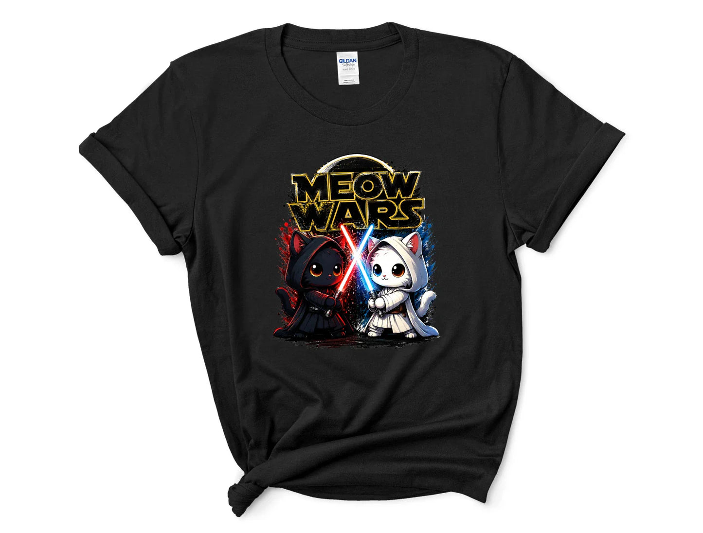Cute Space Cats T-Shirt Sci Fi Galaxy Kitty Lightsaber Graphic Tee Unisex T-shirt, Sweatshirt, Hoodie, Long Sleeve Tee - T-Shirt, Sweatshirt, Hoodie