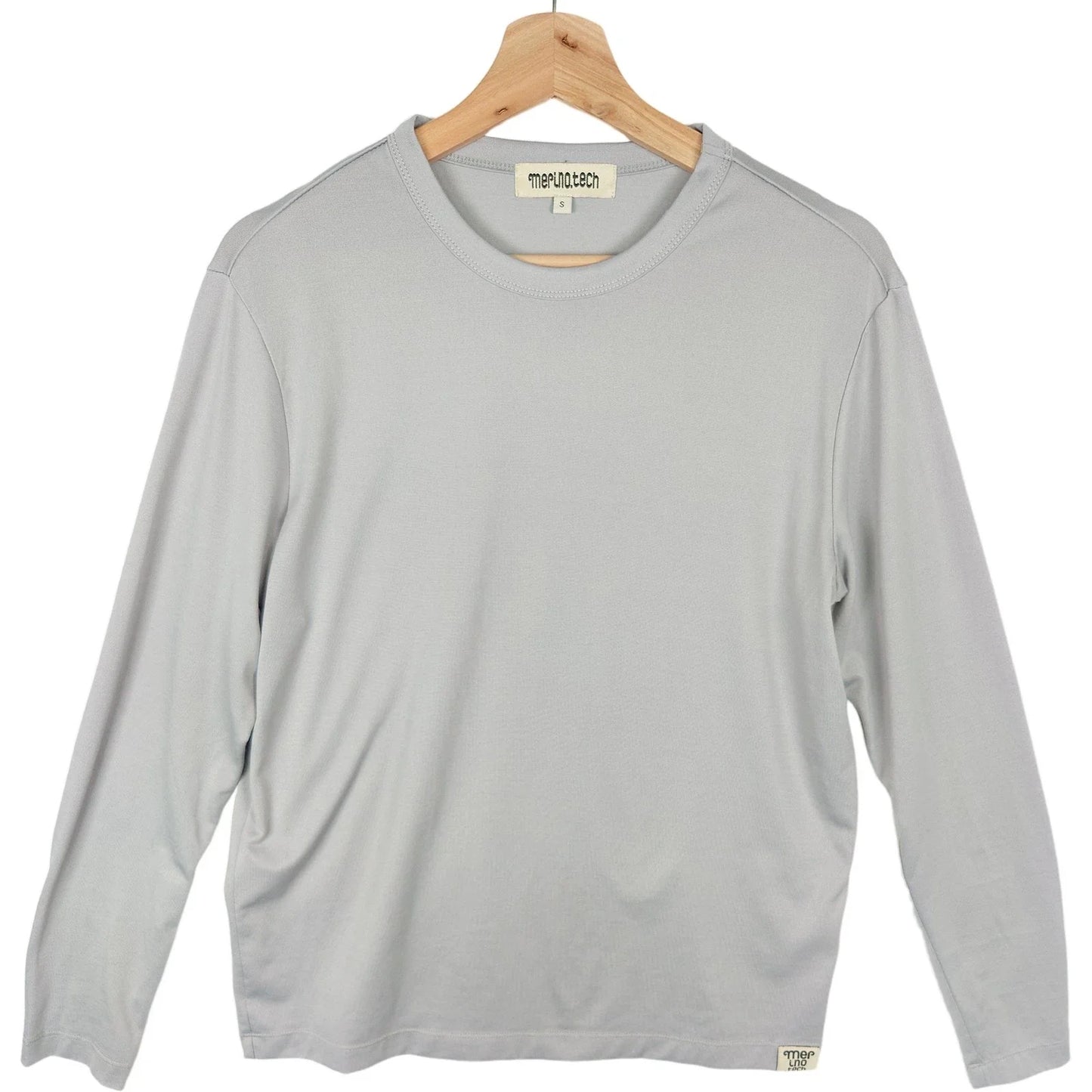 Merino.tech Men's Gray 100% Merino Wool Long Sleeve Crew Neck Shirt S Unisex T-shirt, Sweatshirt, Hoodie, Long Sleeve Tee - T-Shirt, Sweatshirt, Hoodie