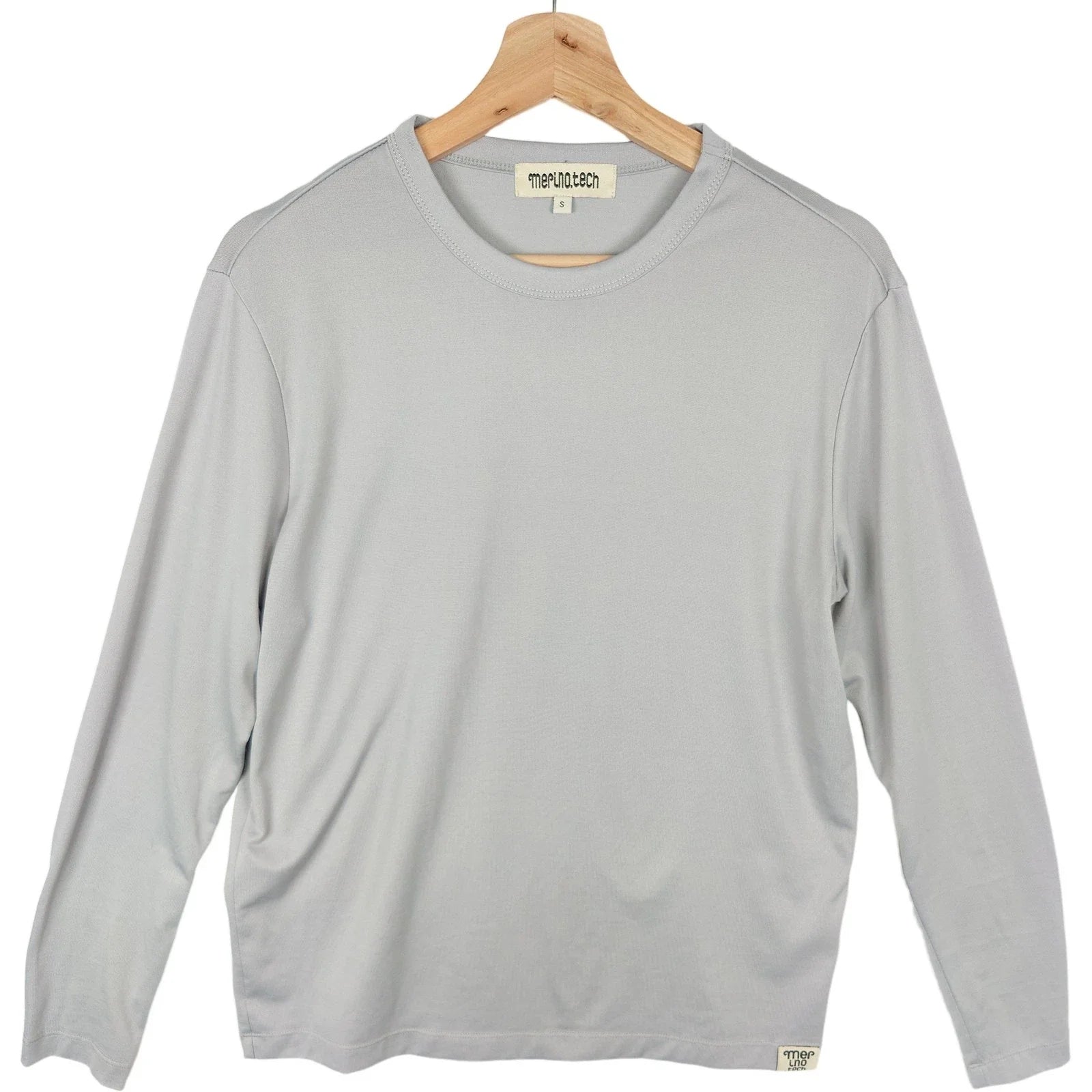 Merino.tech Men's Gray 100% Merino Wool Long Sleeve Crew Neck Shirt S Unisex T-shirt, Sweatshirt, Hoodie, Long Sleeve Tee - T-Shirt, Sweatshirt, Hoodie