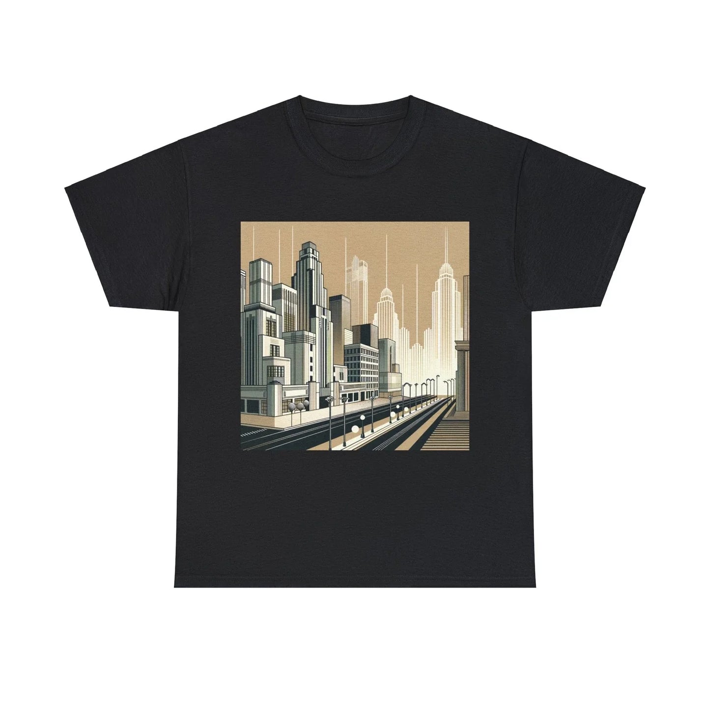 Unisex Adult T Shirt Art Deco Geometric Cityscape Minimalist Print Graphic Tee Unisex T-shirt, Sweatshirt, Hoodie, Long Sleeve Tee - T-Shirt, Sweatshirt, Hoodie