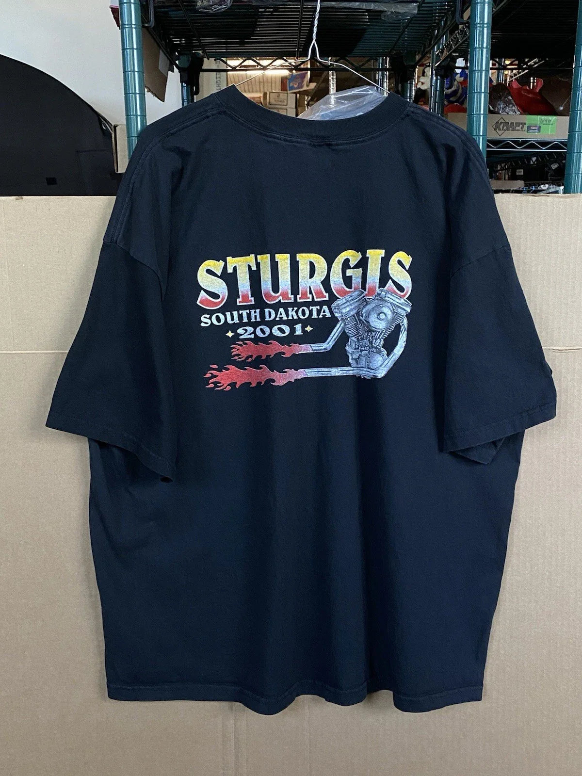 Y2K Sturgis South Dakota 2001 Biker Rally T Shirt Eagle Flame Graphic 2XL Unisex T-shirt, Sweatshirt, Hoodie, Long Sleeve Tee - T-Shirt, Sweatshirt, Hoodie