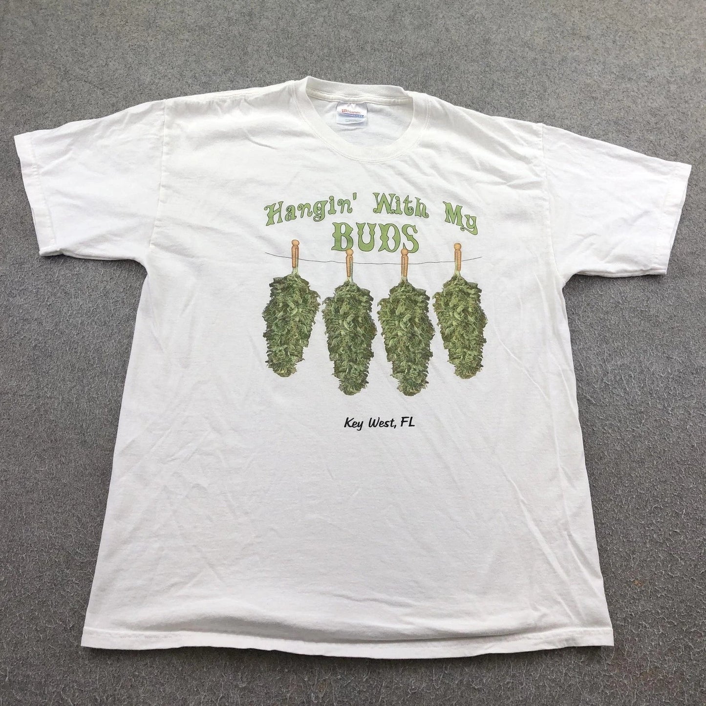 Vintage Weed Shirt Mens Large White Hanes Key West Hangin With My Buds Graphic Unisex T-shirt, Sweatshirt, Hoodie, Long Sleeve Tee - T-Shirt, Sweatshirt, Hoodie