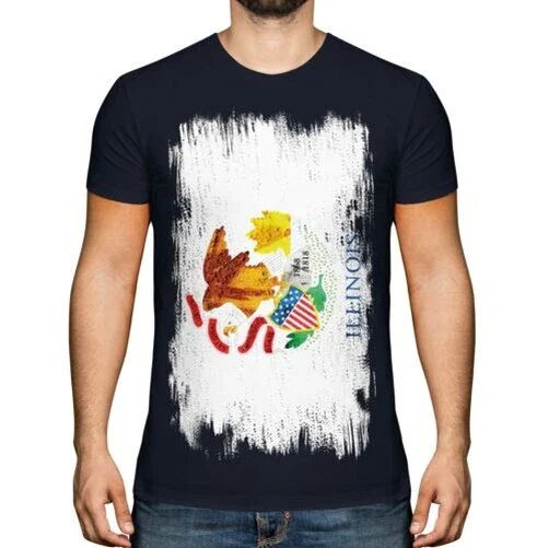 Illinois State Grunge Flag Mens T-Shirt Illinoisan Shirt Jersey Gift Unisex T-shirt, Sweatshirt, Hoodie, Long Sleeve Tee - T-Shirt, Sweatshirt, Hoodie