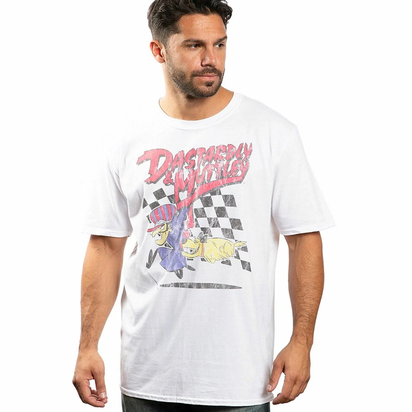 Official Wacky Races Mens Dastardly & Muttley T-shirt White S - XXL Unisex T-shirt, Sweatshirt, Hoodie, Long Sleeve Tee - T-Shirt, Sweatshirt, Hoodie