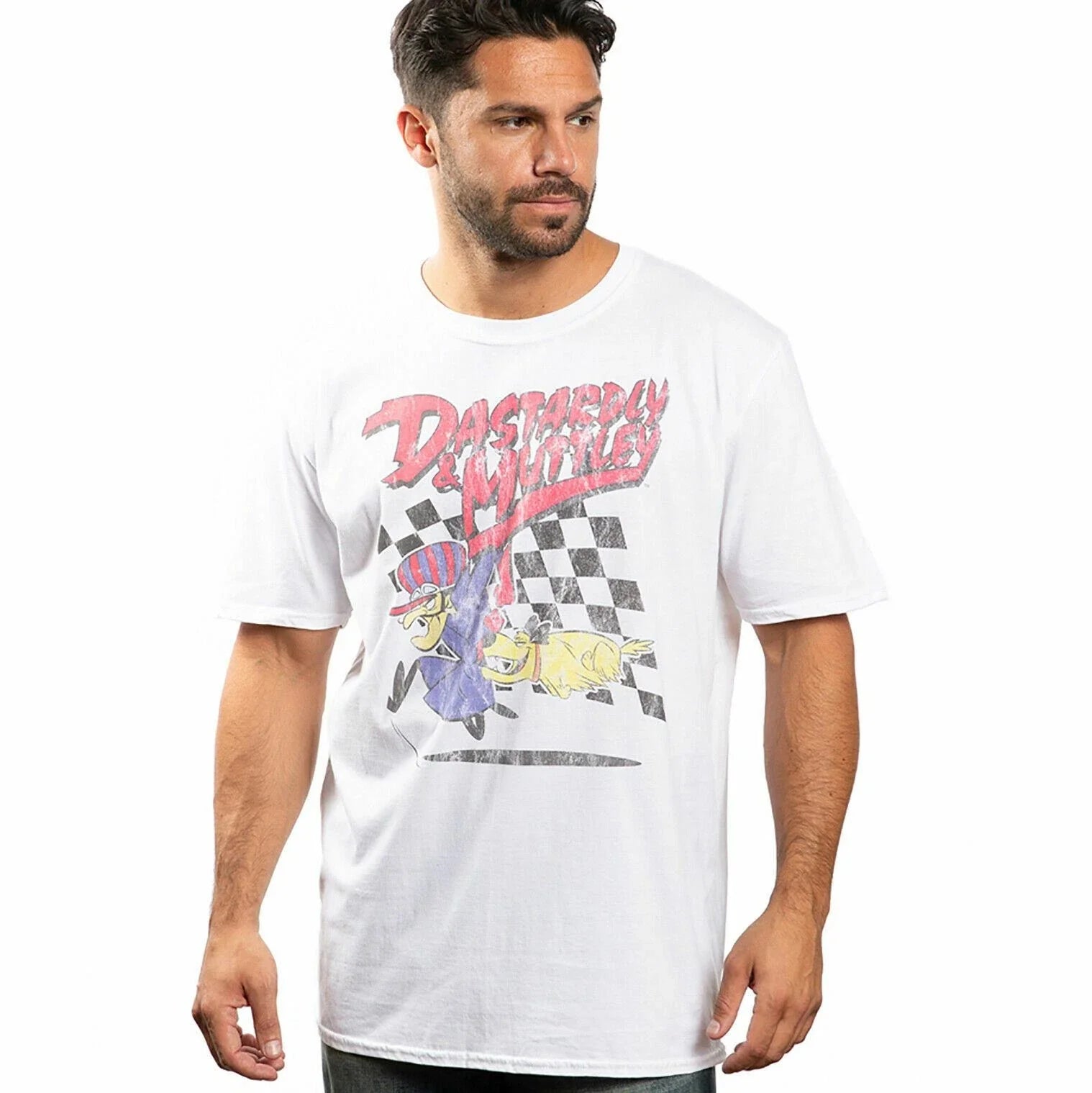 Official Wacky Races Mens Dastardly & Muttley T-shirt White S - XXL Unisex T-shirt, Sweatshirt, Hoodie, Long Sleeve Tee - T-Shirt, Sweatshirt, Hoodie