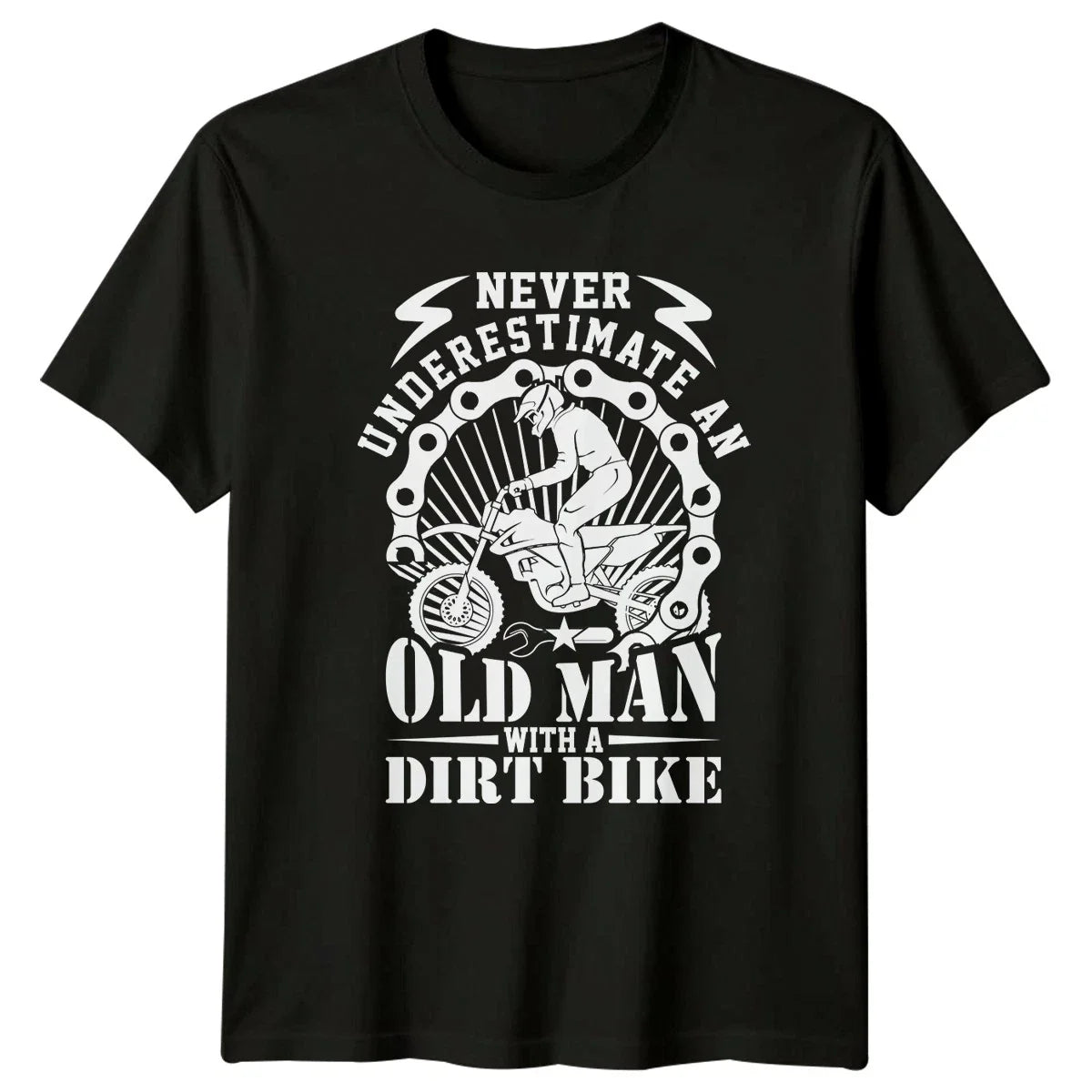 Never Underestimate An Old Man Mens T-Shirt Dirt Bike Motocross Gift For Him Unisex T-shirt, Sweatshirt, Hoodie, Long Sleeve Tee - T-Shirt, Sweatshirt, Hoodie