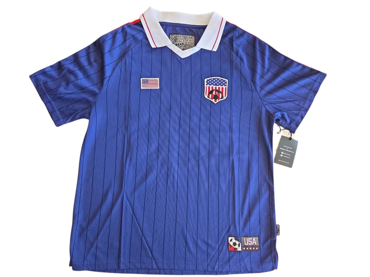 NWT Brooklyn Cloth USA Soccer Jersey Men's L, Retro Pinstripe Collar Shirt Unisex T-shirt, Sweatshirt, Hoodie, Long Sleeve Tee - T-Shirt, Sweatshirt, Hoodie