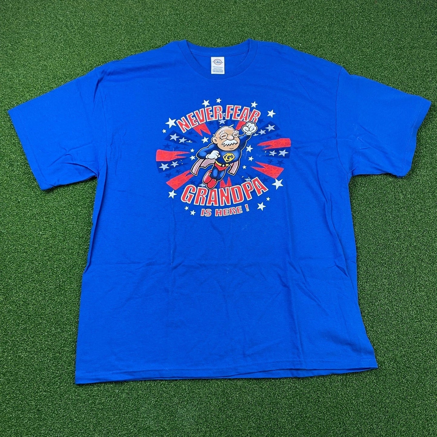 Vintage Y2K Never Fear Grandpa Is Here Delta Pro Weight Blue T-Shirt Sz 2XL Unisex T-shirt, Sweatshirt, Hoodie, Long Sleeve Tee - T-Shirt, Sweatshirt, Hoodie