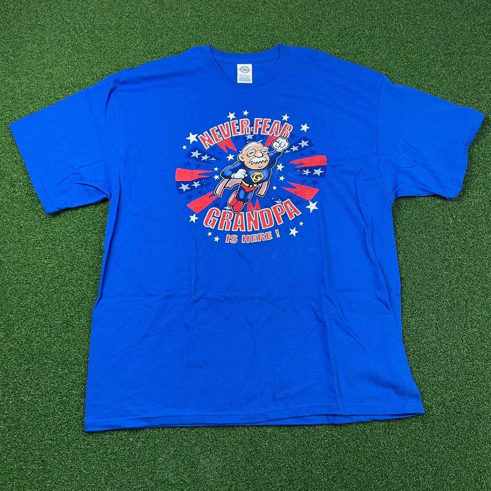 Vintage Y2K Never Fear Grandpa Is Here Delta Pro Weight Blue T-Shirt Sz 2XL Unisex T-shirt, Sweatshirt, Hoodie, Long Sleeve Tee - T-Shirt, Sweatshirt, Hoodie
