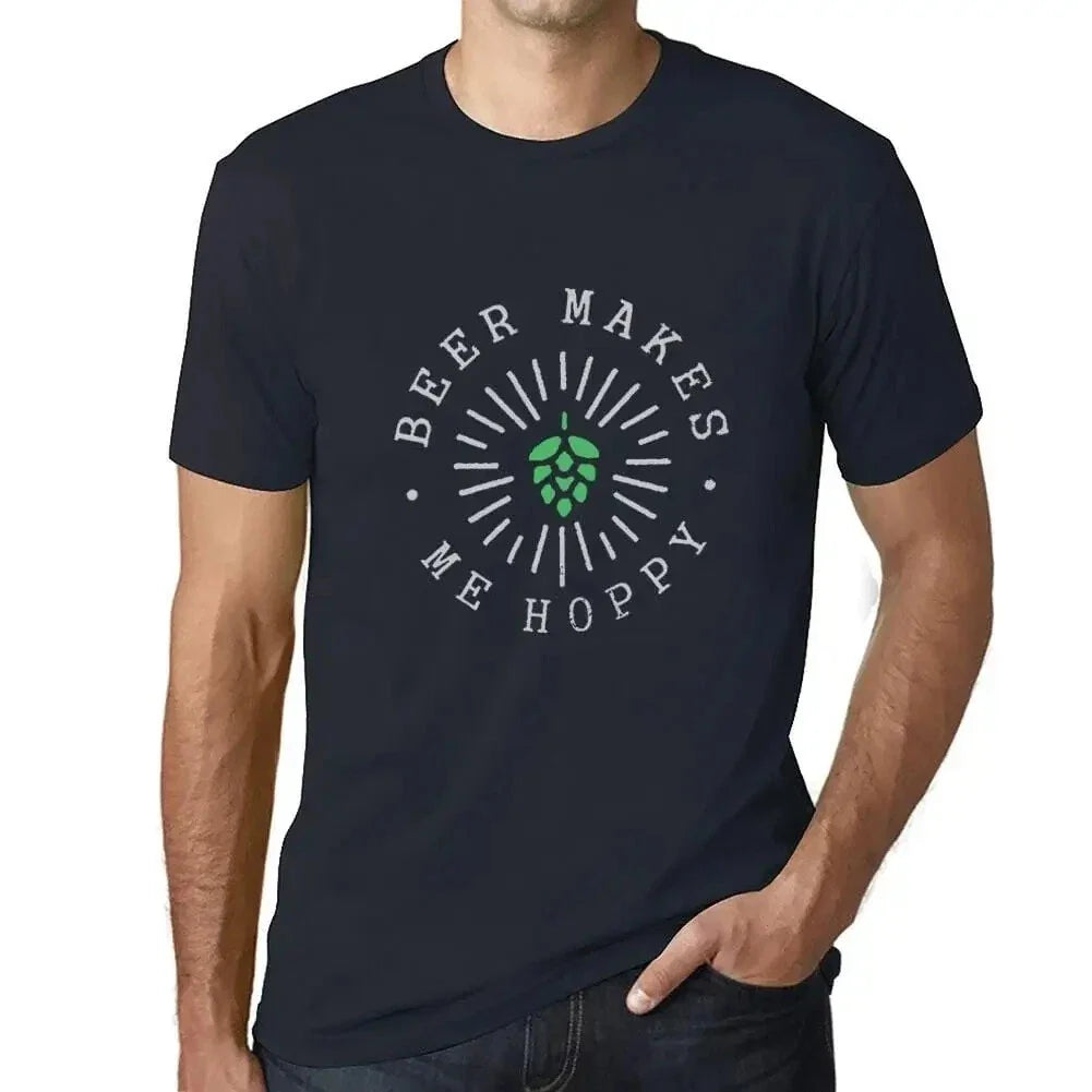 Men's Graphic T-Shirt Beer Makes Me Hoppy Eco-Friendly Limited Edition Unisex T-shirt, Sweatshirt, Hoodie, Long Sleeve Tee - T-Shirt, Sweatshirt, Hoodie