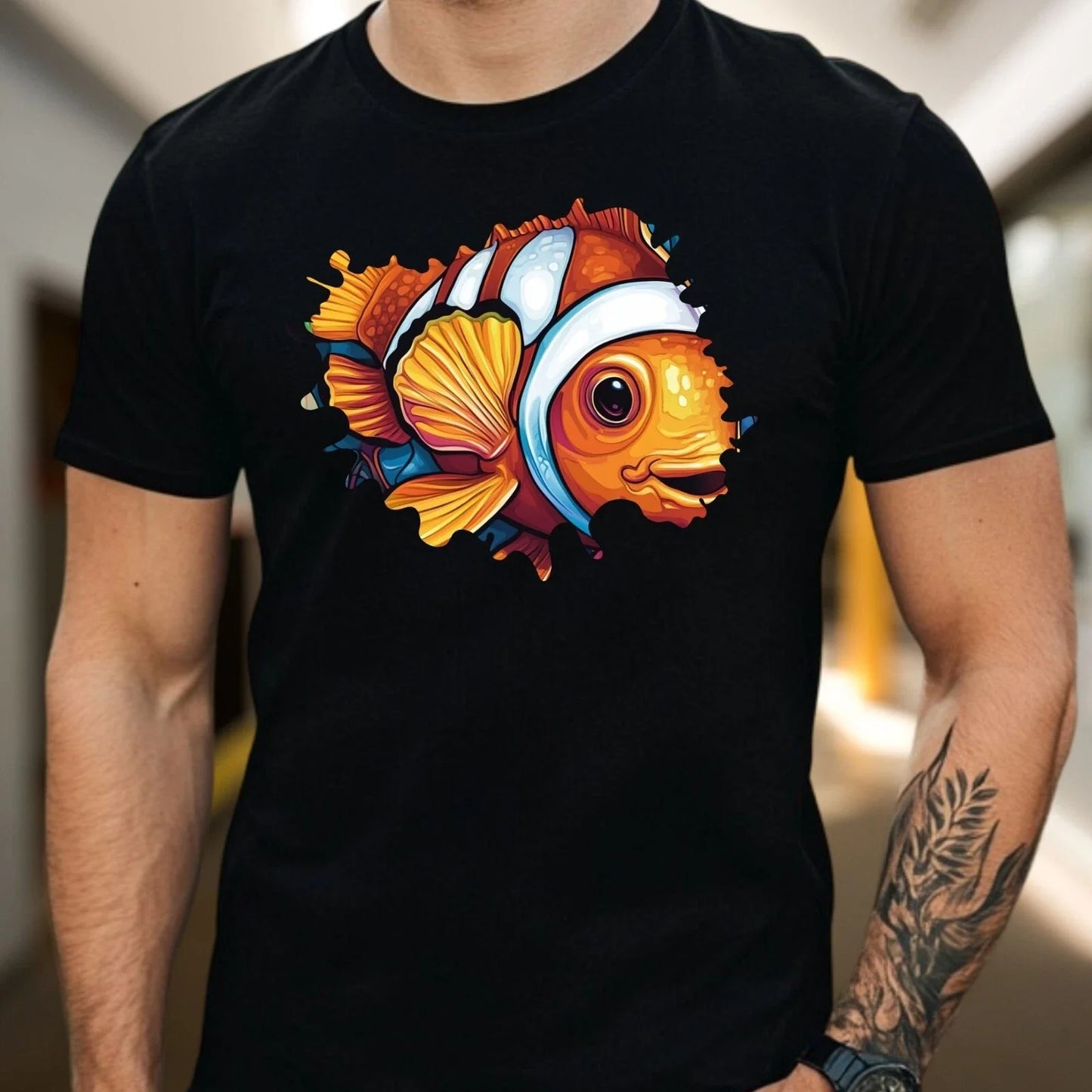 Mens Clownfish Print Cotton T-Shirt Size XS to 5XL Unisex T-shirt, Sweatshirt, Hoodie, Long Sleeve Tee - T-Shirt, Sweatshirt, Hoodie