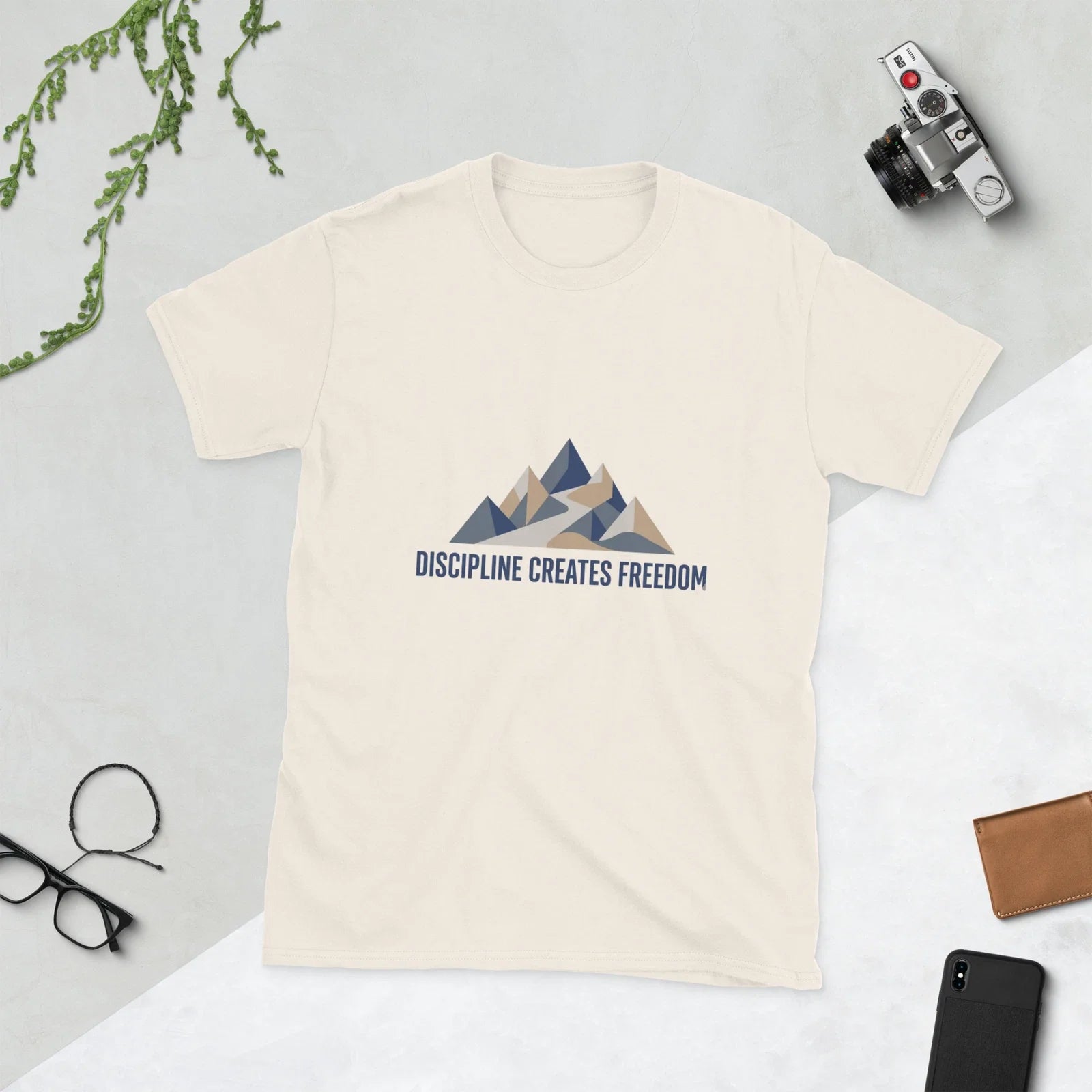 Discipline Creates Freedom Mountain Minimalist Motivational Unisex T-Shirt Unisex T-shirt, Sweatshirt, Hoodie, Long Sleeve Tee - T-Shirt, Sweatshirt, Hoodie
