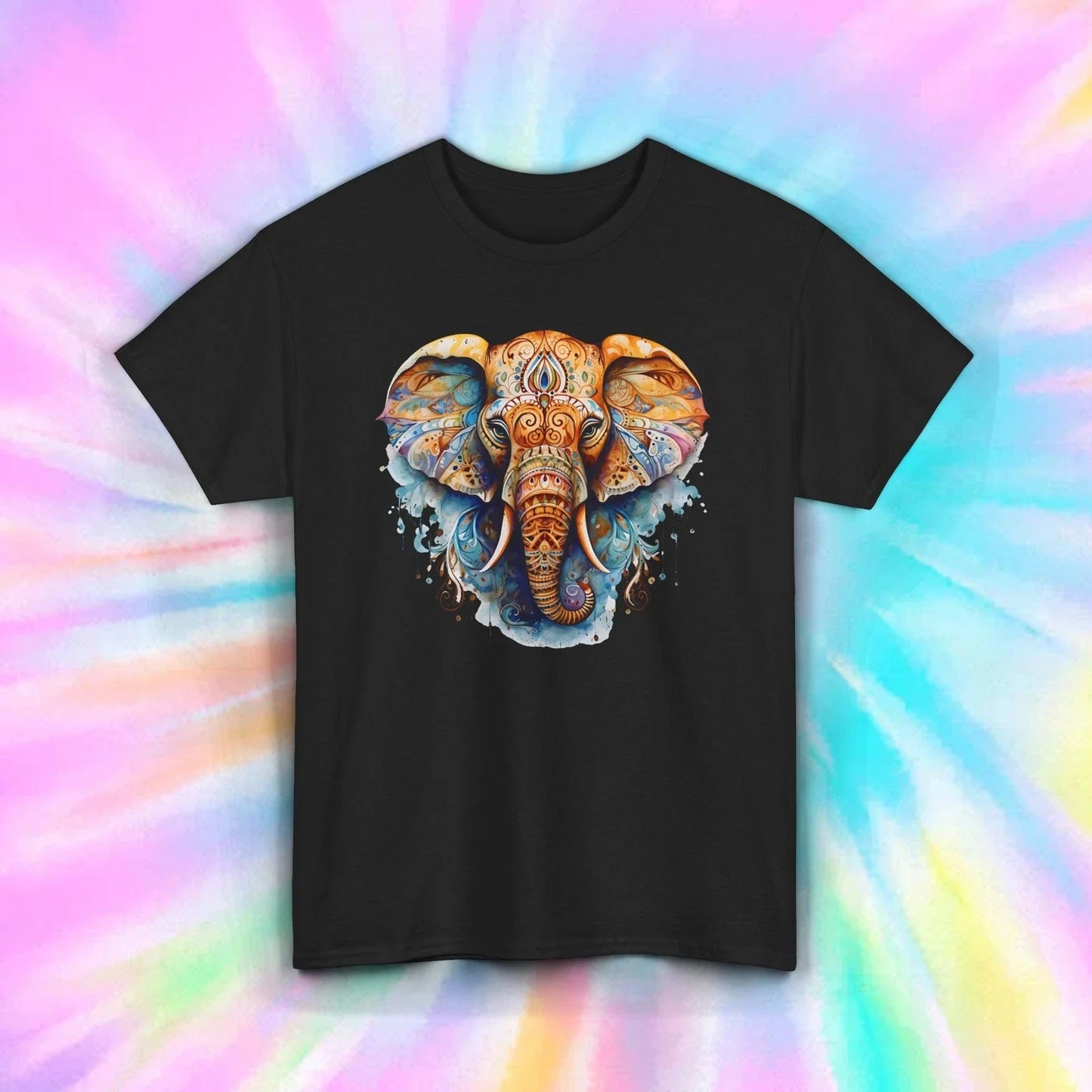 Boho Elephant T-Shirt Colorful Spiritual Mandala Art Graphic Tee S-5XL Unisex T-shirt, Sweatshirt, Hoodie, Long Sleeve Tee - T-Shirt, Sweatshirt, Hoodie