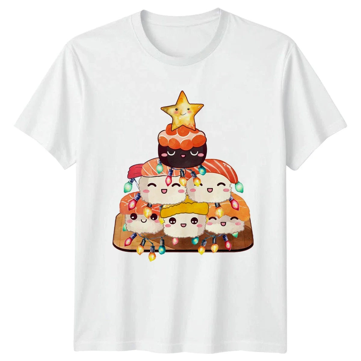 Kawaii Sushi Christmas Tree T-Shirt Japanese Food Xmas Gift For Him And Her Unisex T-shirt, Sweatshirt, Hoodie, Long Sleeve Tee - T-Shirt, Sweatshirt, Hoodie