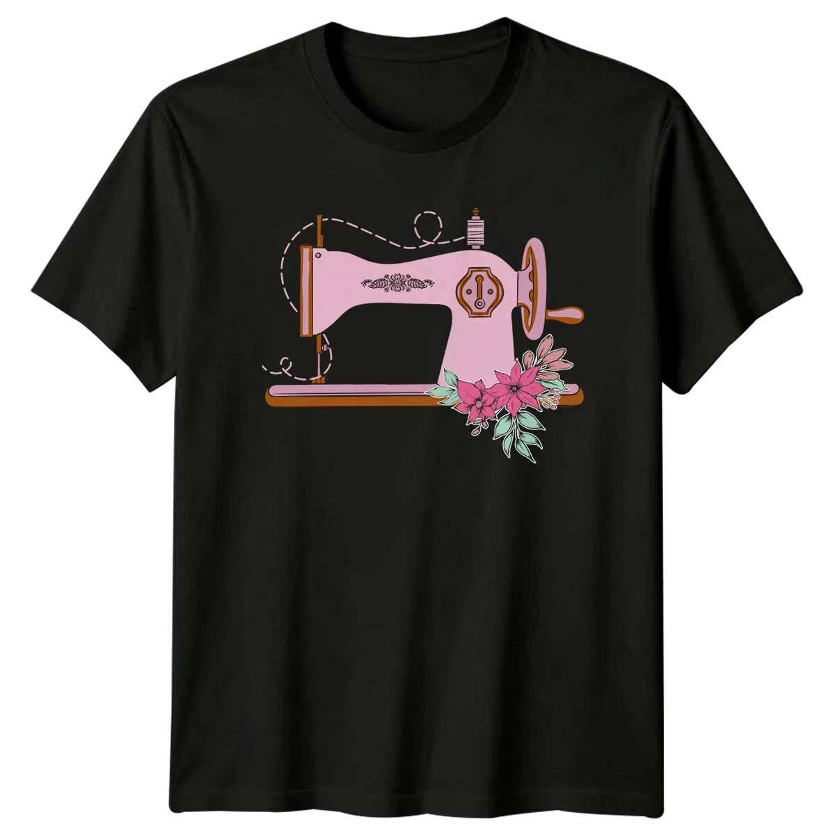 Vintage Sewing Machine Floral Quilting Hobby T-Shirt Unisex T-shirt, Sweatshirt, Hoodie, Long Sleeve Tee - T-Shirt, Sweatshirt, Hoodie