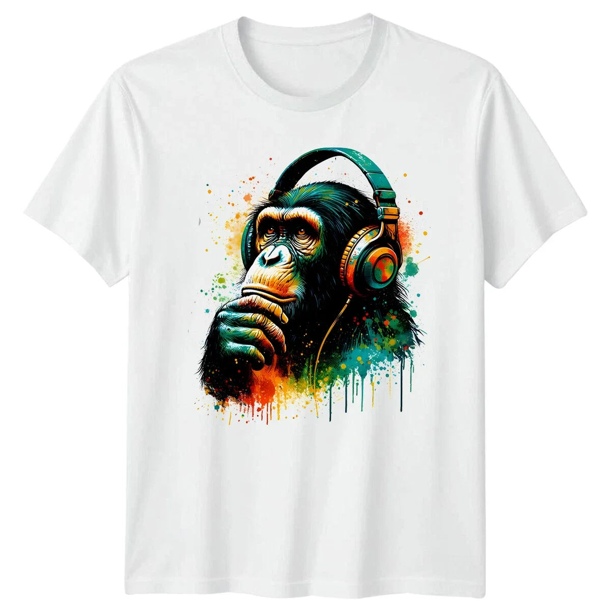 Ape With Headphones Animals Mens T-Shirt Cool Chimpanzee Tee Unisex T-shirt, Sweatshirt, Hoodie, Long Sleeve Tee - T-Shirt, Sweatshirt, Hoodie