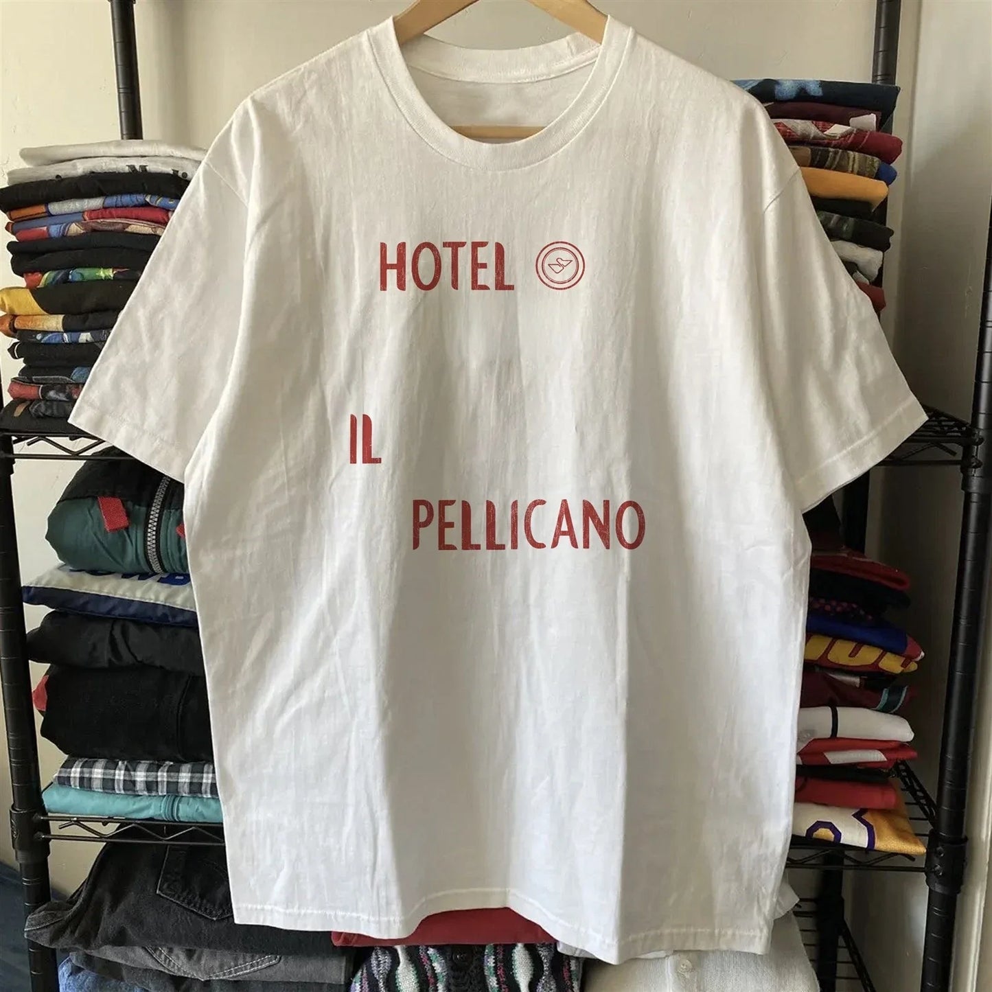 Hotel Il Pellicano - Aged T-Shirt White L Unisex T-shirt, Sweatshirt, Hoodie, Long Sleeve Tee - T-Shirt, Sweatshirt, Hoodie