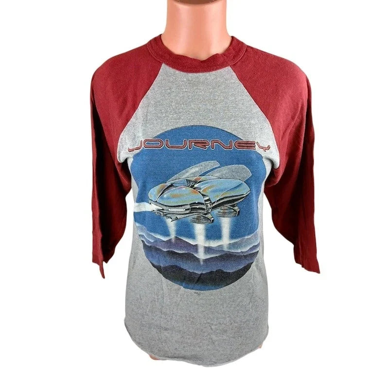 Vintage 1982 Journey Concert T Shirt Band Raglan Tee Stanley Mouse Scarab Space Unisex T-shirt, Sweatshirt, Hoodie, Long Sleeve Tee - T-Shirt, Sweatshirt, Hoodie