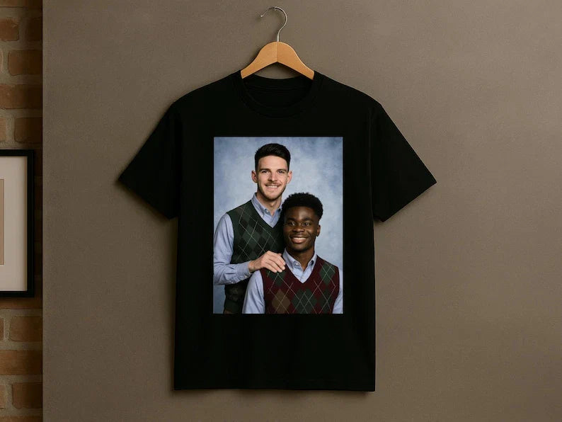 Funny Arsenal T-Shirt: Saka & Declan Rice 'Step Brothers' Meme Tee Unisex T-shirt, Sweatshirt, Hoodie, Long Sleeve Tee - T-Shirt, Sweatshirt, Hoodie