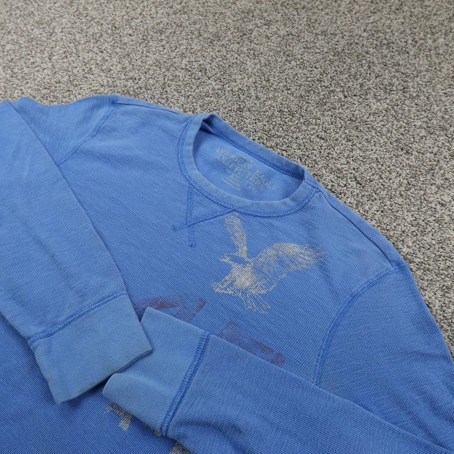 American Eagle Shirt Mens 2XL Blue Waffle Knit Thermal Graphic Pullover Y2K 00s Unisex T-shirt, Sweatshirt, Hoodie, Long Sleeve Tee - T-Shirt, Sweatshirt, Hoodie