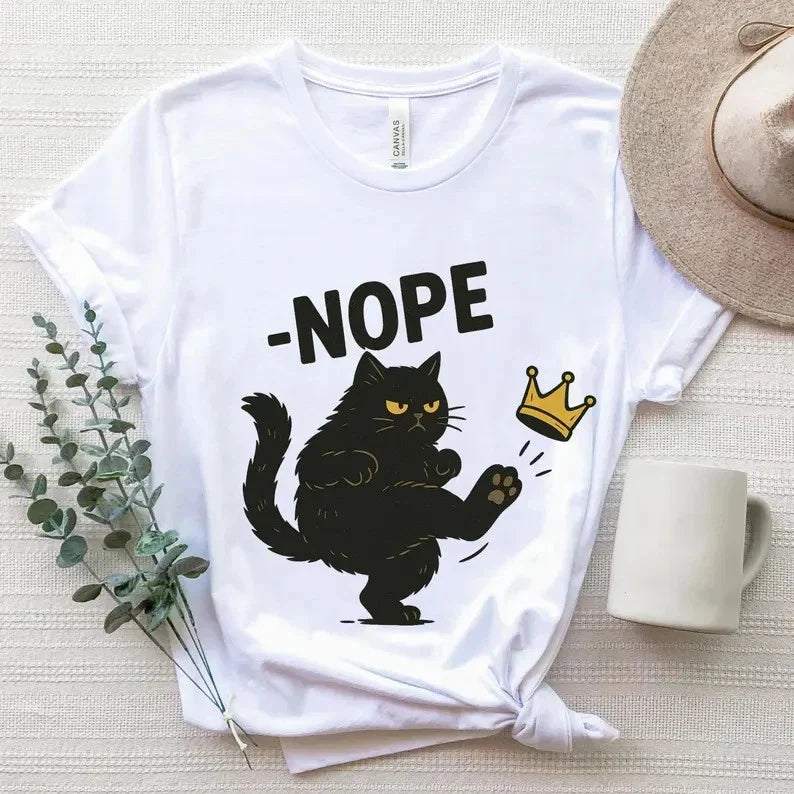 No Kings in America Black Cat Shirt, Funny Political Meme Patriotic T-Shirt Unisex T-shirt, Sweatshirt, Hoodie, Long Sleeve Tee - T-Shirt, Sweatshirt, Hoodie