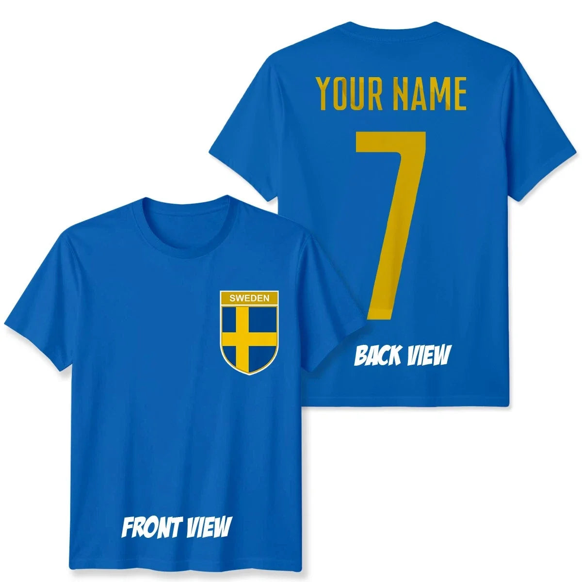 Personalised Sweden Football Unisex Kids T-Shirt Name Number Tee #WC Unisex T-shirt, Sweatshirt, Hoodie, Long Sleeve Tee - T-Shirt, Sweatshirt, Hoodie