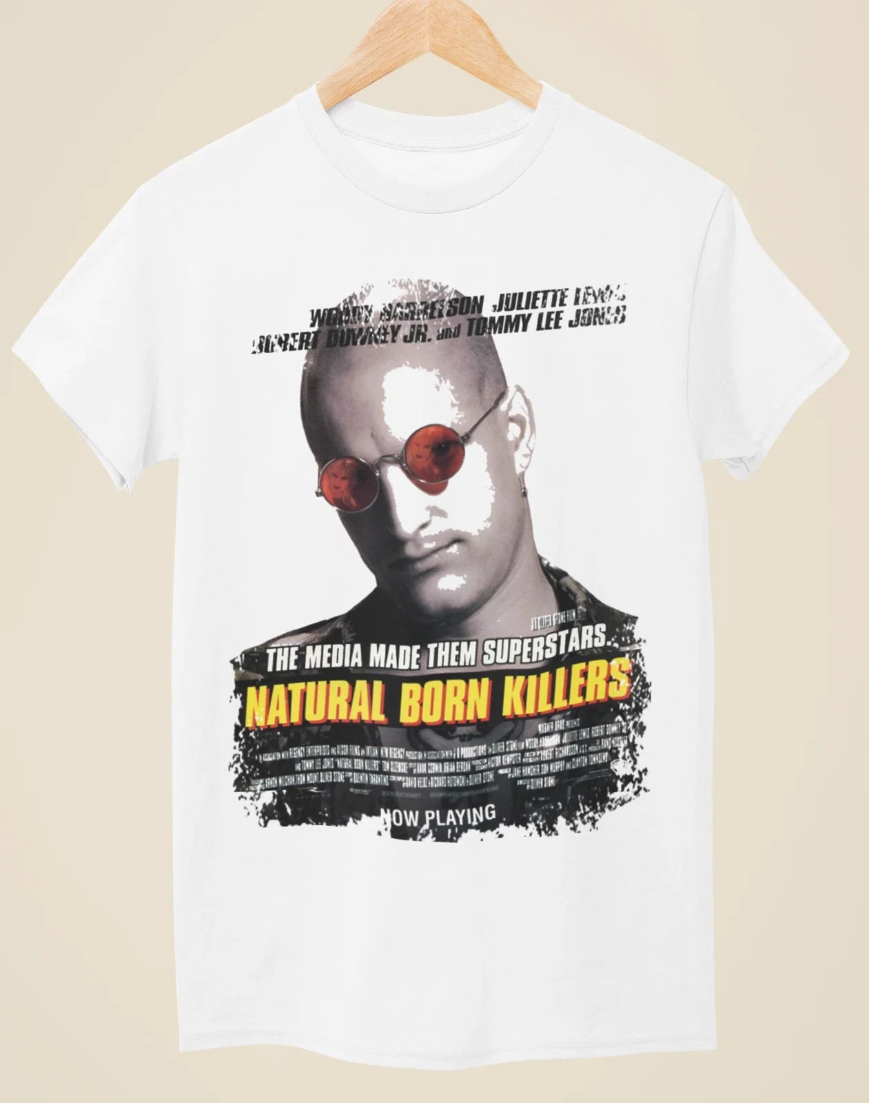 Natural Born Killers - Movie Poster Inspired Unisex White T-Shirt Unisex T-shirt, Sweatshirt, Hoodie, Long Sleeve Tee - T-Shirt, Sweatshirt, Hoodie