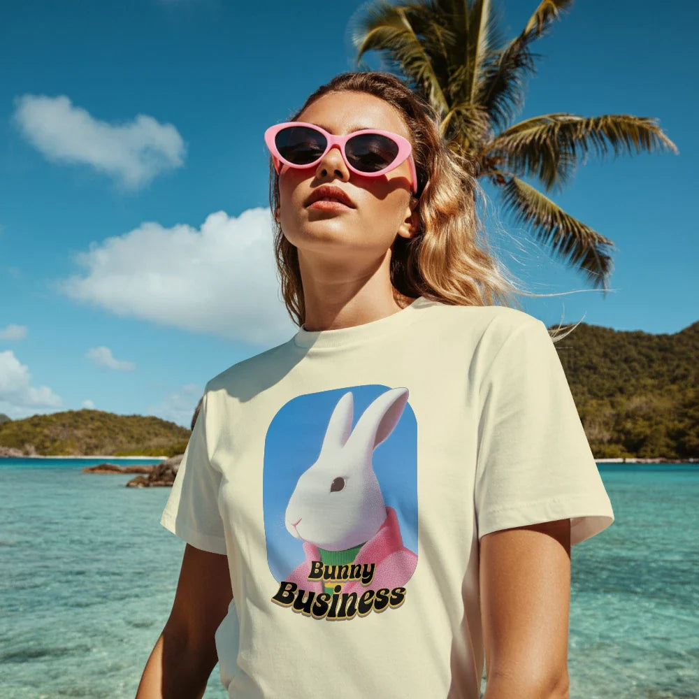 Bunny Business T-Shirt - Retro Surrealist Rabbit Art Tee - Weirdcore Aesthetic Unisex T-shirt, Sweatshirt, Hoodie, Long Sleeve Tee - T-Shirt, Sweatshirt, Hoodie