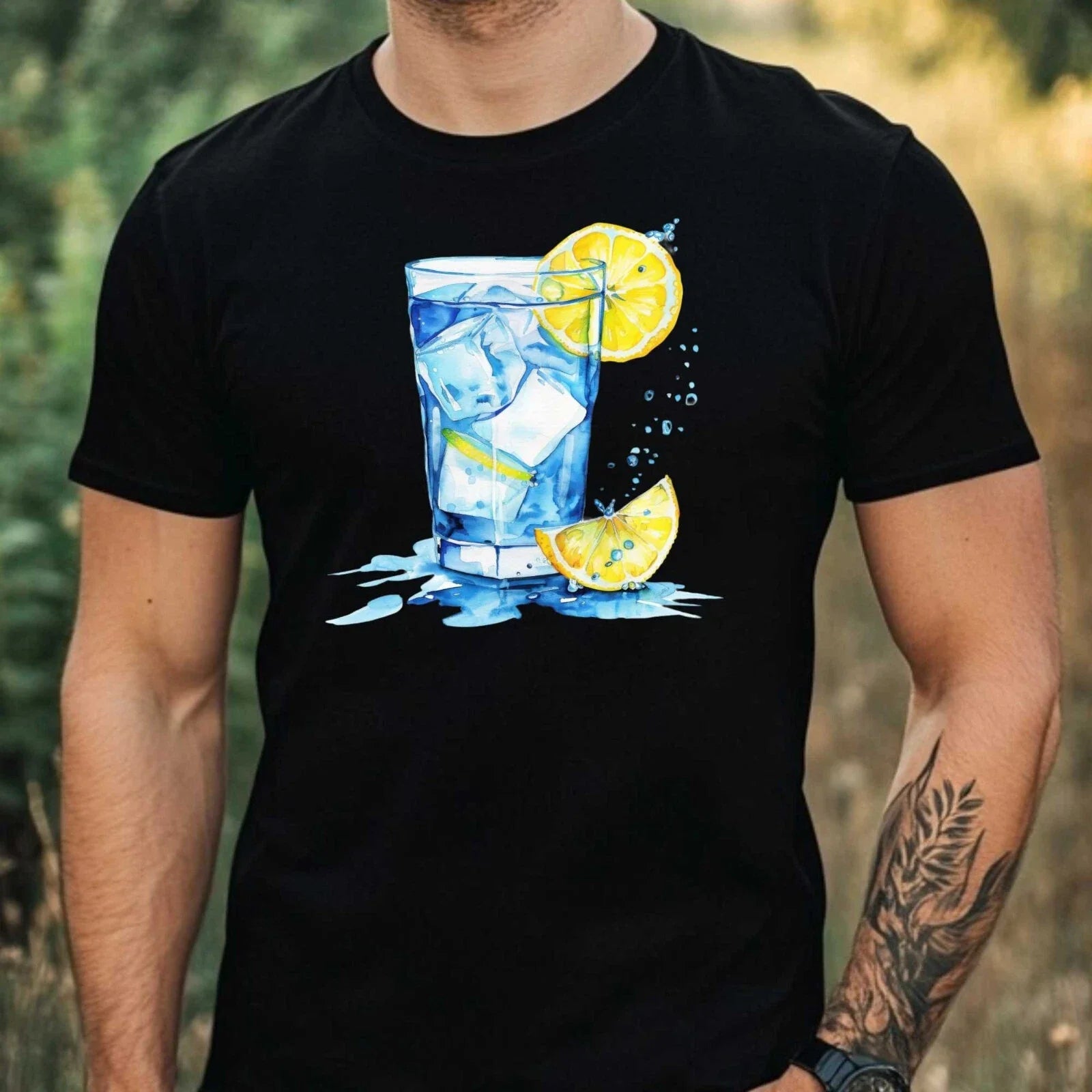 Mens Watercolour Cocktail Motif Cotton T-Shirt Size XS to 5XL Unisex T-shirt, Sweatshirt, Hoodie, Long Sleeve Tee - T-Shirt, Sweatshirt, Hoodie