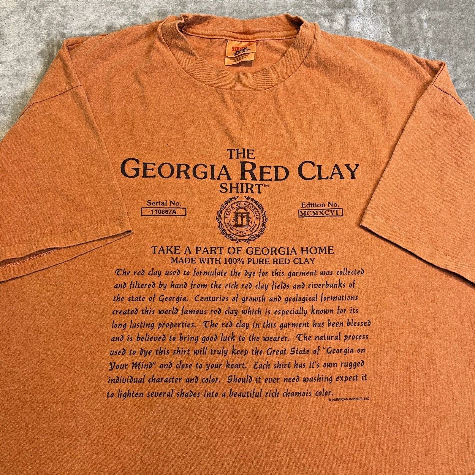 Hanes PFD Georgia Red Clay Shirt XL Made USA Y2K Orange Southern Heritage Tee Unisex T-shirt, Sweatshirt, Hoodie, Long Sleeve Tee - T-Shirt, Sweatshirt, Hoodie