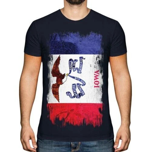 Iowa State Flag Grunge Mens T-Shirt Iowan Shirt Jersey Gift Unisex T-shirt, Sweatshirt, Hoodie, Long Sleeve Tee - T-Shirt, Sweatshirt, Hoodie