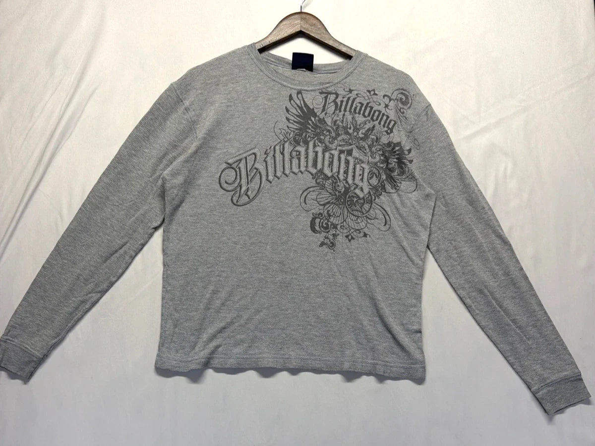 Billabong Shirt Mens Medium Heather Gray Graphic Print Spellout Logo Casual Wear Unisex T-shirt, Sweatshirt, Hoodie, Long Sleeve Tee - T-Shirt, Sweatshirt, Hoodie