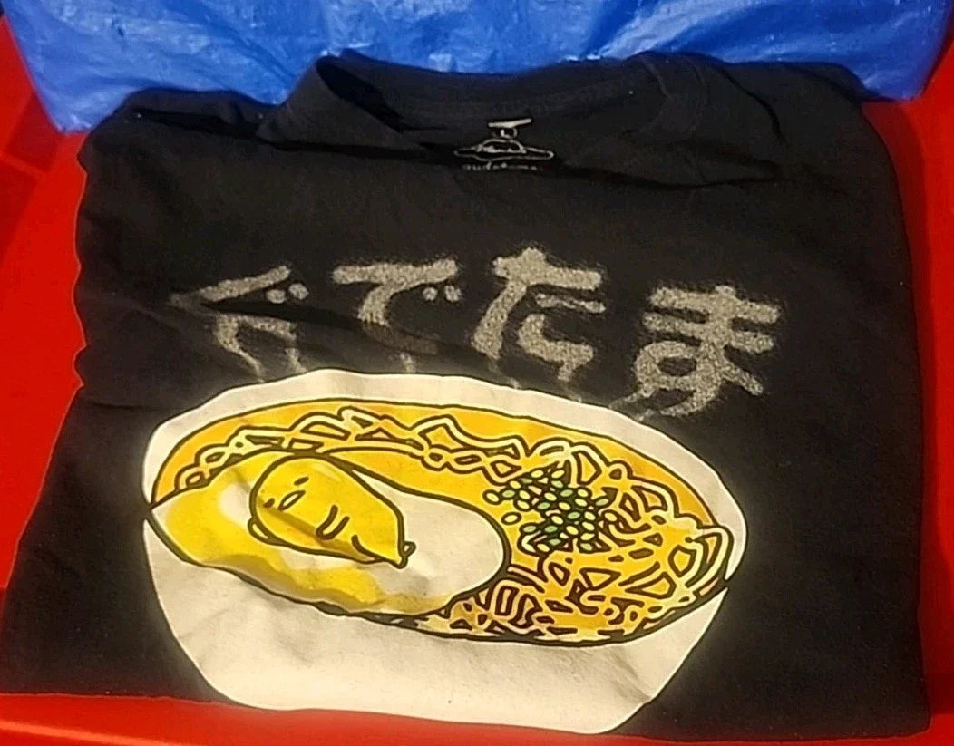 Gudetama The Lazy Egg Black Tee Mens Sz L T-Shirt Ramen Bowl Unisex T-shirt, Sweatshirt, Hoodie, Long Sleeve Tee - T-Shirt, Sweatshirt, Hoodie