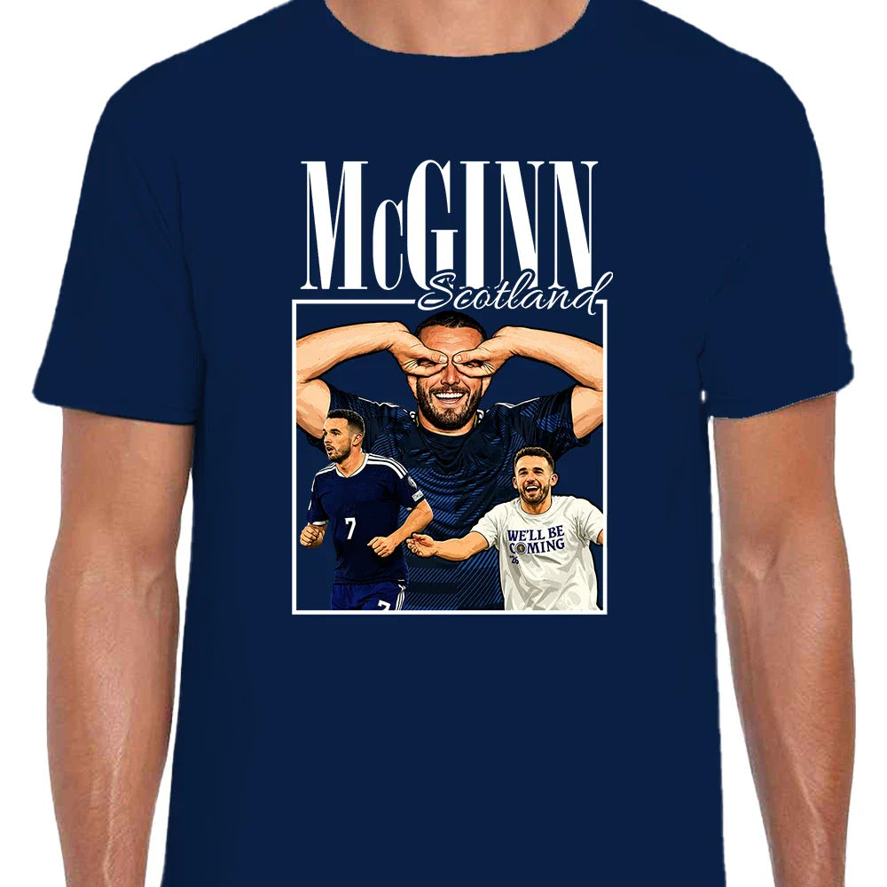 Scotland McGinn 80's Style Adult Navy T-Shirt Scotland World Cup 2026 Tee Unisex T-shirt, Sweatshirt, Hoodie, Long Sleeve Tee - T-Shirt, Sweatshirt, Hoodie