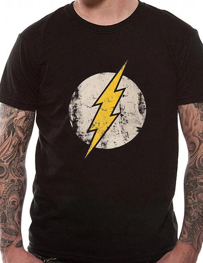 Official The Flash T Shirt Distressed Logo Black New Extra Large Unisex T-shirt, Sweatshirt, Hoodie, Long Sleeve Tee - T-Shirt, Sweatshirt, Hoodie