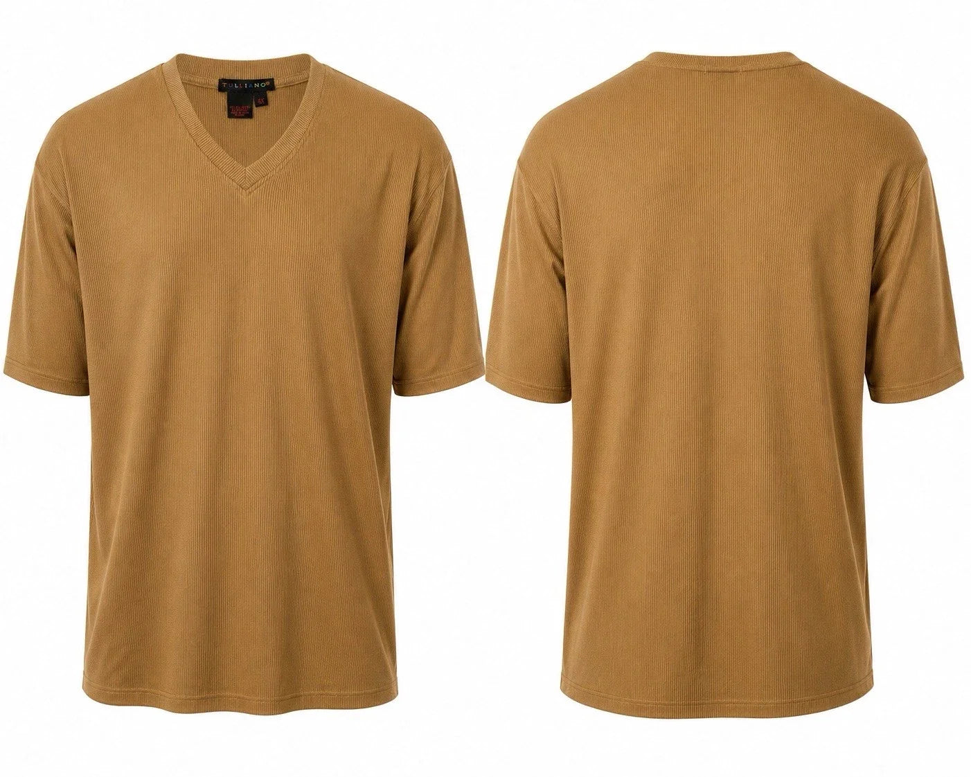 Tulliano 4X Big Tall Ribbed V Neck Shirt Tan Brown Stretch Knit Mens 4XL Unisex T-shirt, Sweatshirt, Hoodie, Long Sleeve Tee - T-Shirt, Sweatshirt, Hoodie