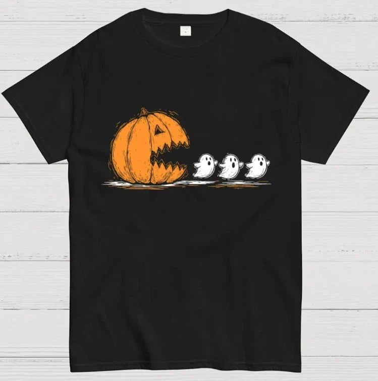 Trendy Halloween Pumpkin Chasing Ghost Unisex Geek T-Shirt Unisex T-shirt, Sweatshirt, Hoodie, Long Sleeve Tee - T-Shirt, Sweatshirt, Hoodie