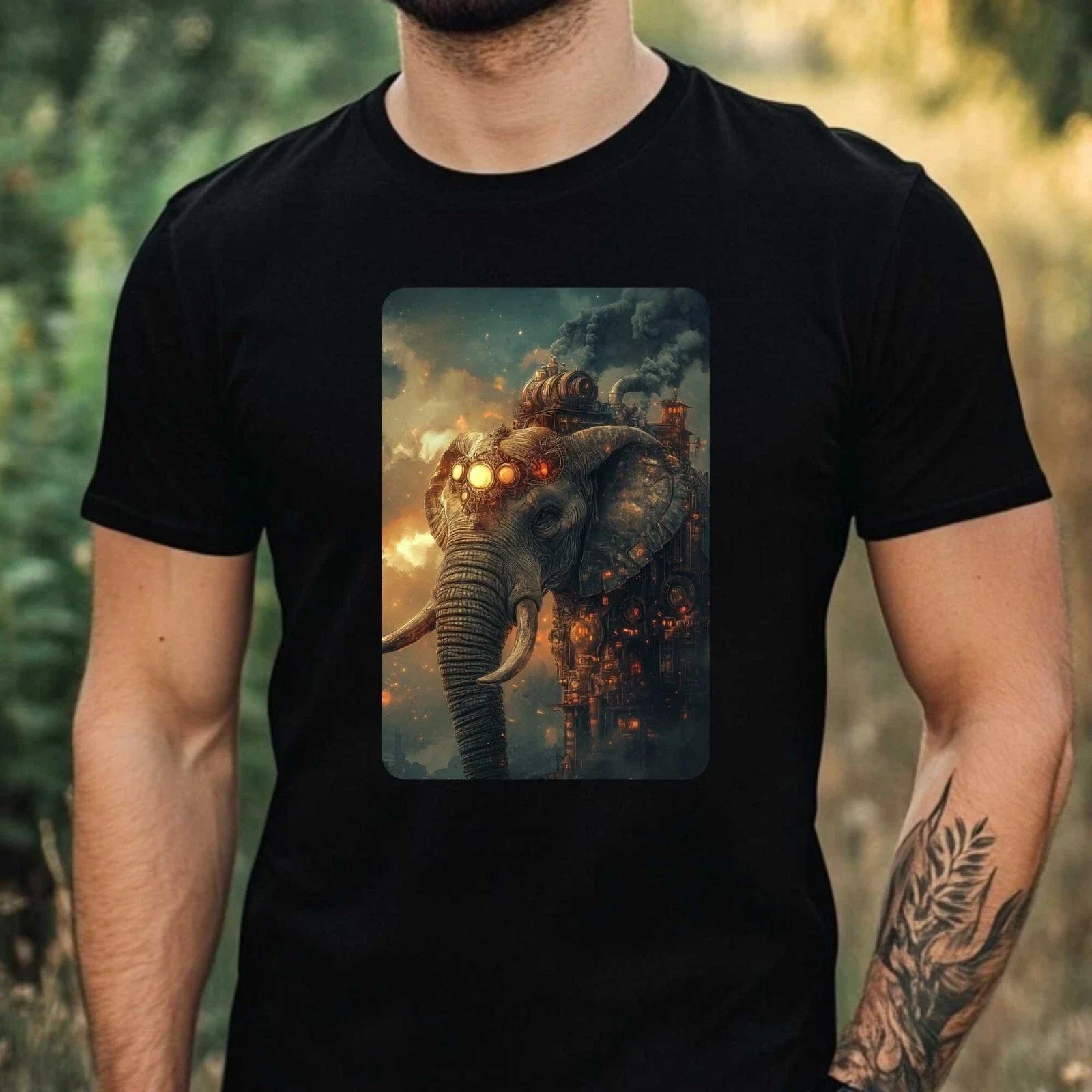 Mens Steampunk Elephant Motif Cotton T-Shirt Size XS to 5XL Unisex T-shirt, Sweatshirt, Hoodie, Long Sleeve Tee - T-Shirt, Sweatshirt, Hoodie