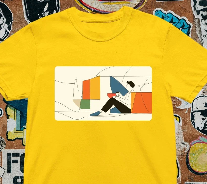 Minimalist Reading Art T-Shirt - Modern Abstract Geometric Tee, Book Lover Gift Unisex T-shirt, Sweatshirt, Hoodie, Long Sleeve Tee - T-Shirt, Sweatshirt, Hoodie