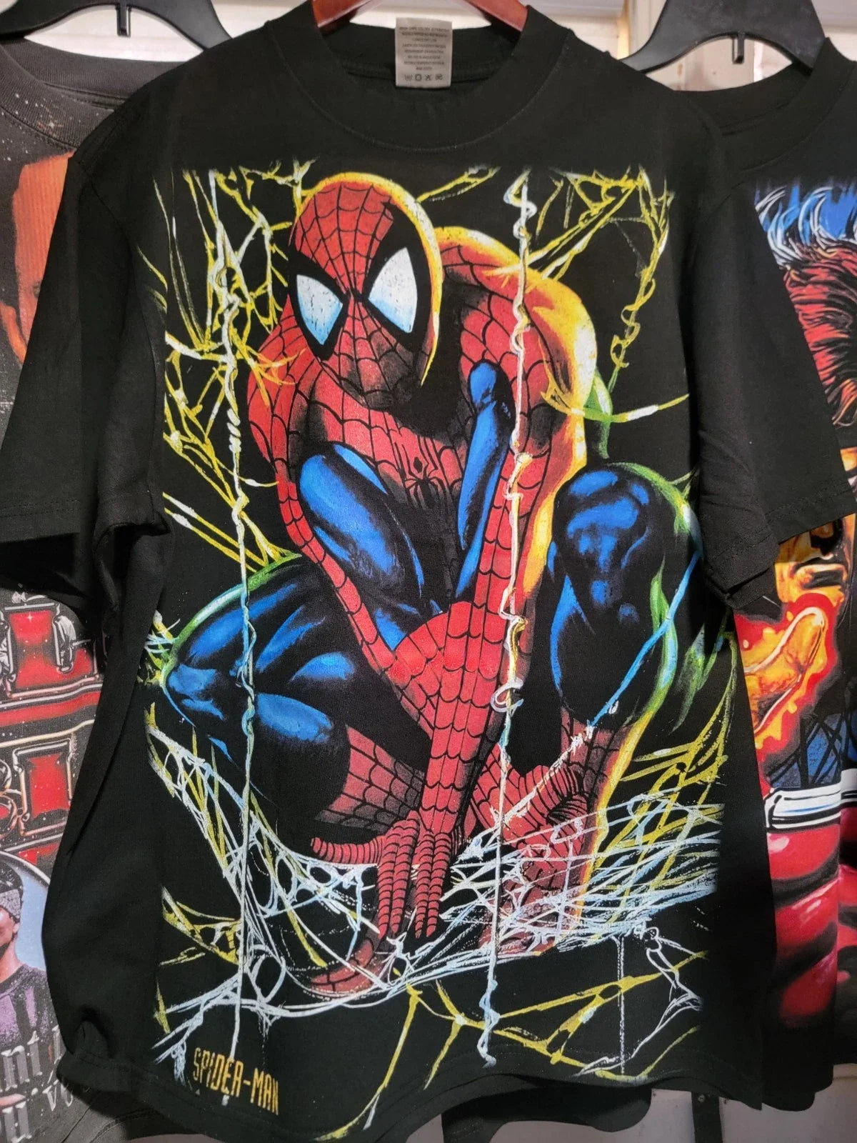 SPIDERMAN ON A SHAKA HEAVYWEIGHT GARMET DYED T SHIRT "MODERN" Unisex T-shirt, Sweatshirt, Hoodie, Long Sleeve Tee - T-Shirt, Sweatshirt, Hoodie