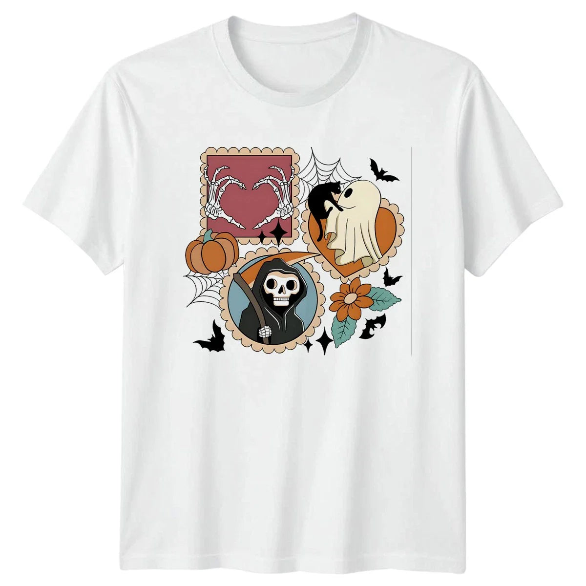 Halloween T-Shirt Cute Spooky Skeleton Ghost Pumpkin Gift For Him And Her Unisex T-shirt, Sweatshirt, Hoodie, Long Sleeve Tee - T-Shirt, Sweatshirt, Hoodie