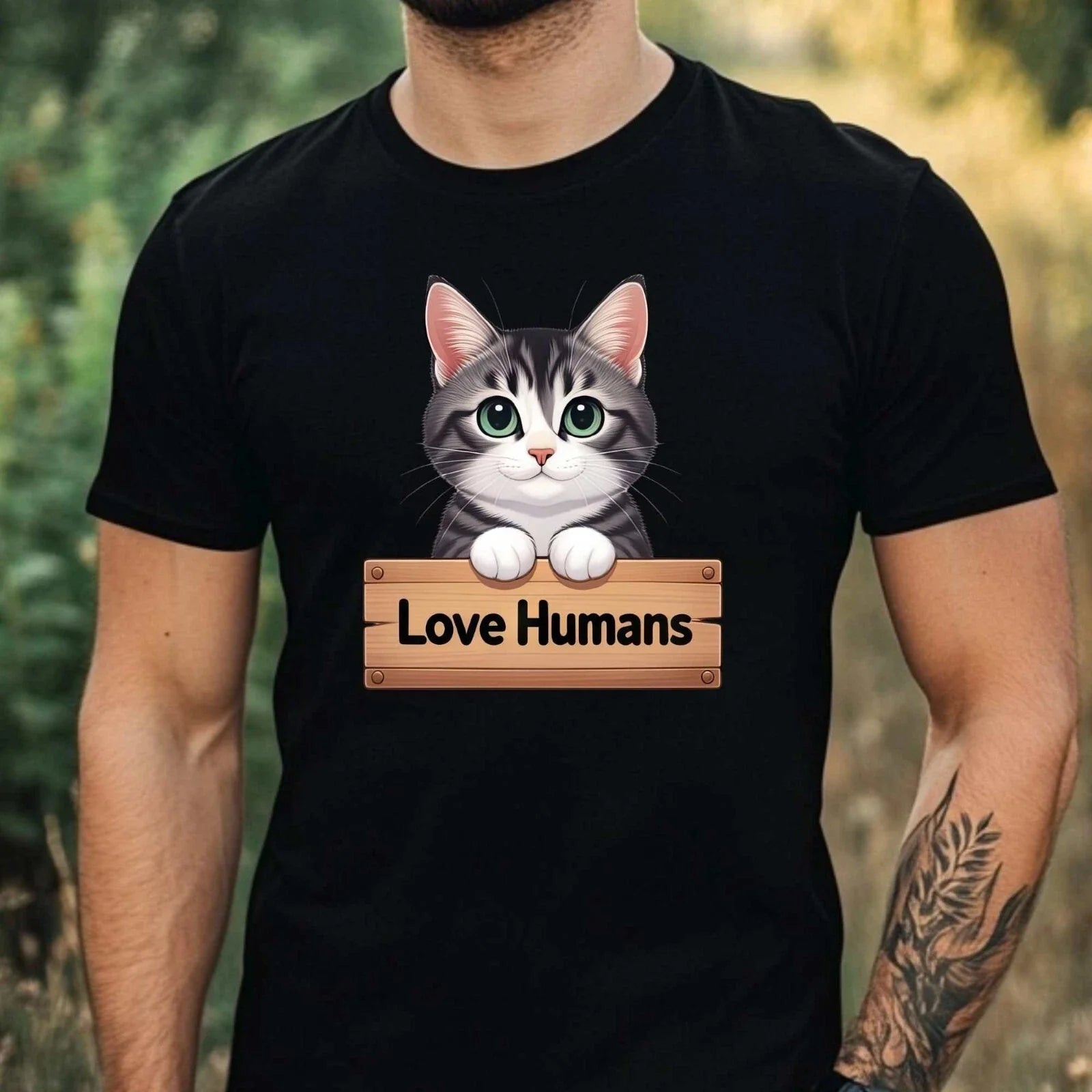 Mens Kitten Loving People Motif Cotton T-Shirt Size XS to 5XL Unisex T-shirt, Sweatshirt, Hoodie, Long Sleeve Tee - T-Shirt, Sweatshirt, Hoodie
