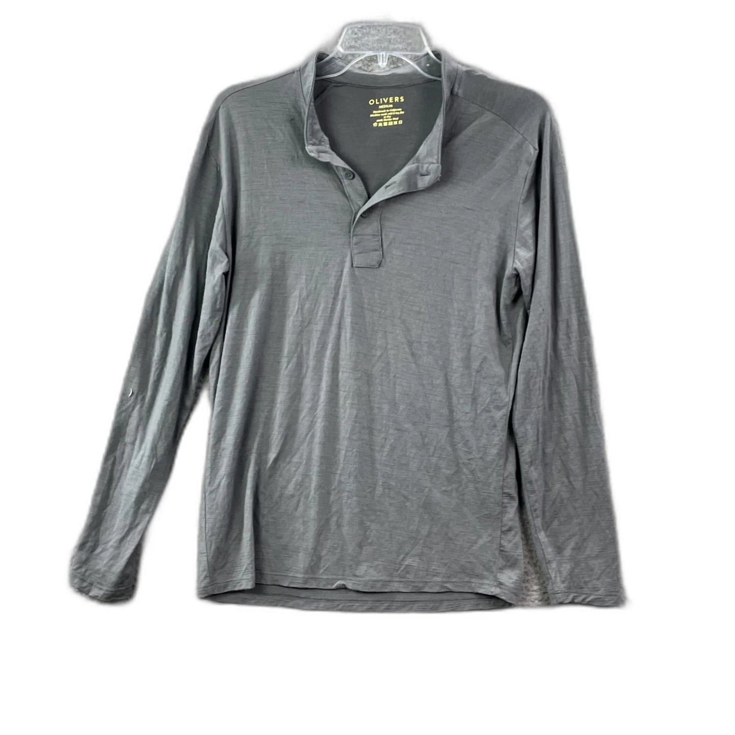 Olivers Henley Shirt Mens Medium Gray Long Sleeve Streetwear Minimalist Camping Unisex T-shirt, Sweatshirt, Hoodie, Long Sleeve Tee - T-Shirt, Sweatshirt, Hoodie