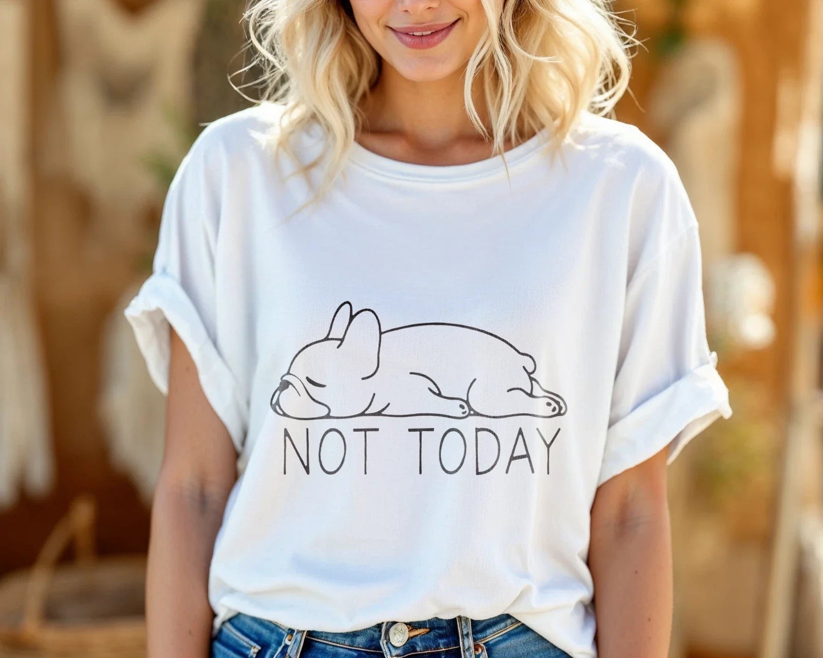 Funny French Bulldog T-Shirt  Not Today Lazy Dog Graphic Tee A190 Unisex T-shirt, Sweatshirt, Hoodie, Long Sleeve Tee - T-Shirt, Sweatshirt, Hoodie