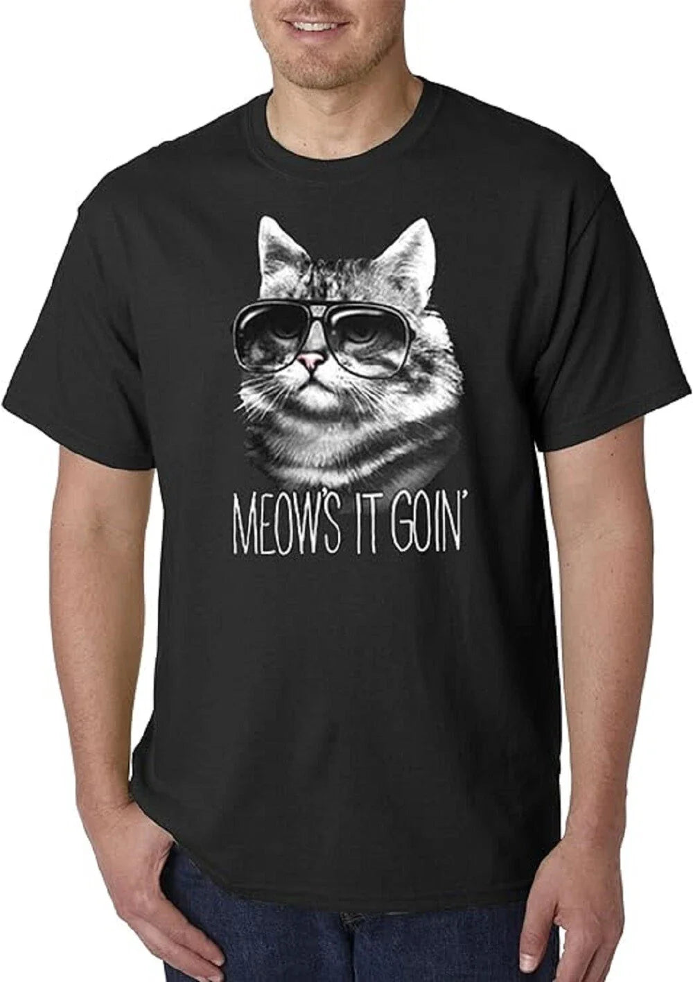 423 - Unisex T-Shirt Meow's It Goin' Sunglasses Tabby Cat Unisex T-shirt, Sweatshirt, Hoodie, Long Sleeve Tee - T-Shirt, Sweatshirt, Hoodie