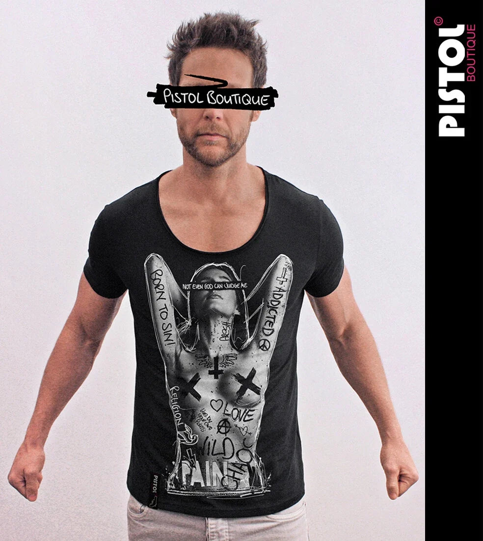 Pistol Boutique Men's Fitted Black Round Neck T-Shirt NAKED TATTOOS GIRL Unisex T-shirt, Sweatshirt, Hoodie, Long Sleeve Tee - T-Shirt, Sweatshirt, Hoodie