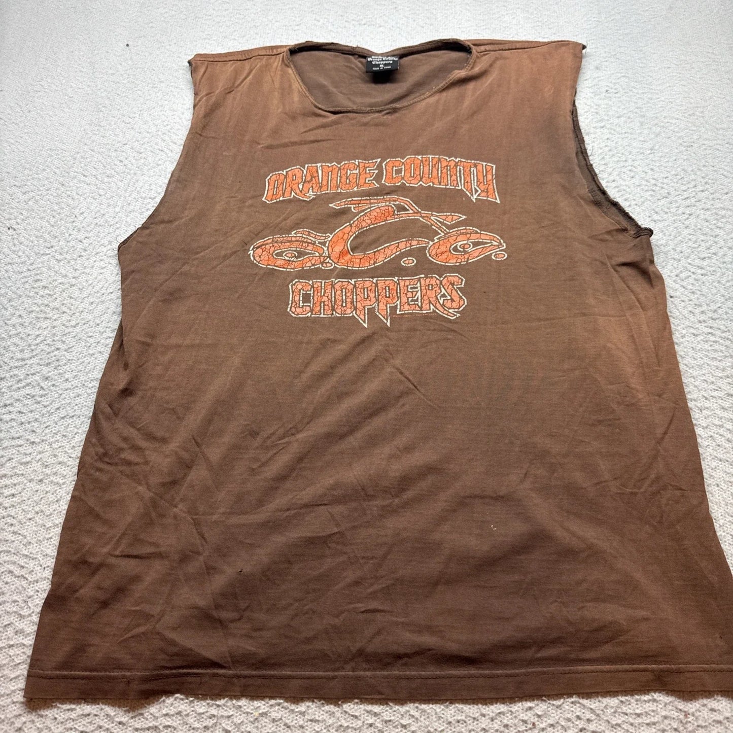 Orange County Choppers Size XL Brown Orange Biker Y2K Motorcycle Sleeveless Unisex T-shirt, Sweatshirt, Hoodie, Long Sleeve Tee - T-Shirt, Sweatshirt, Hoodie